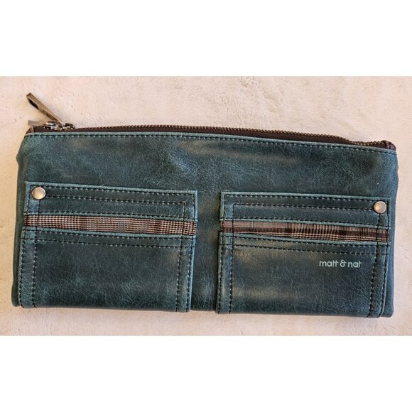 Matt & Nat Vegan Leather Clutch Bag Purse Teal Green UEC - Picture 1 of 9
